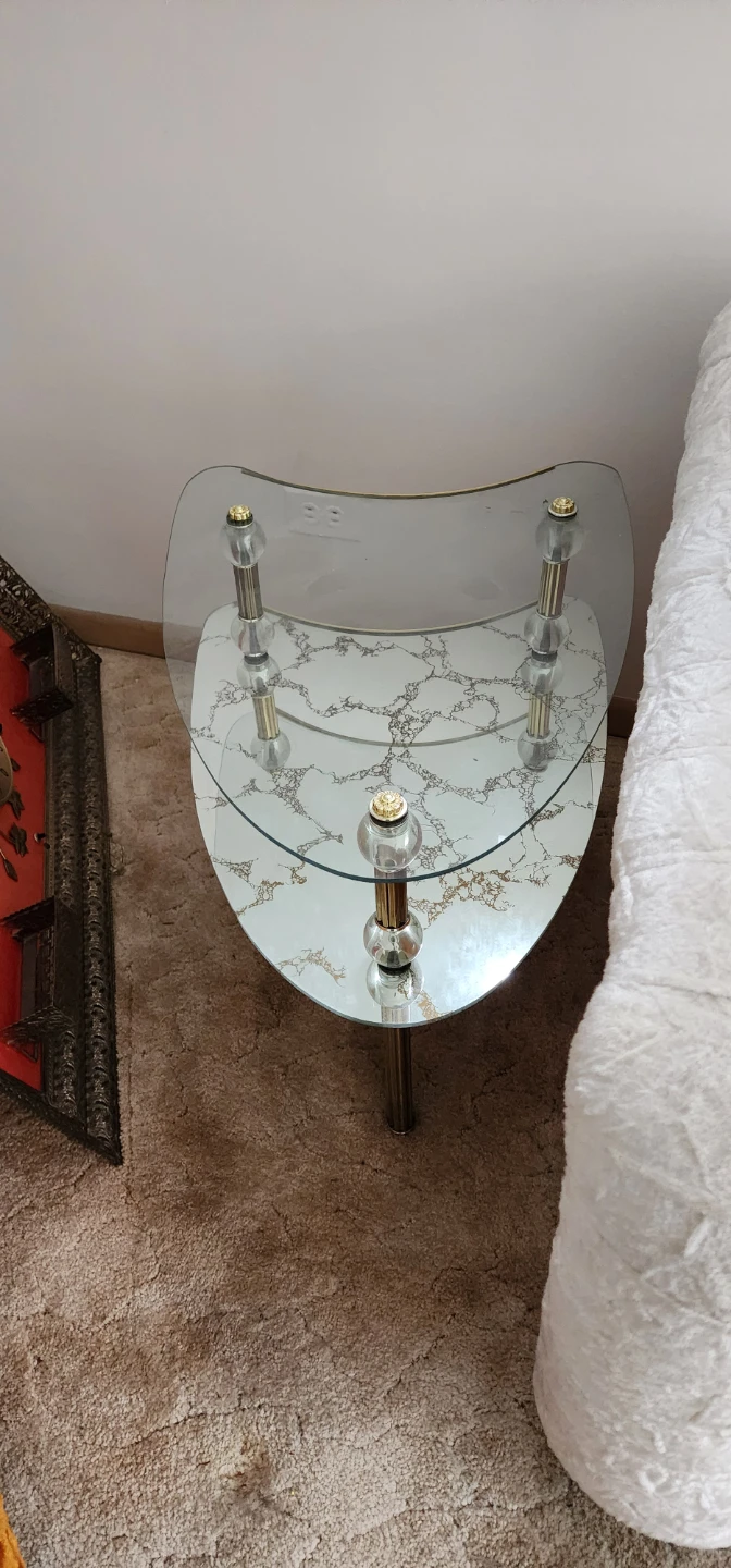 Glass Oval Tiered 2 Side Tables and Coffee Table