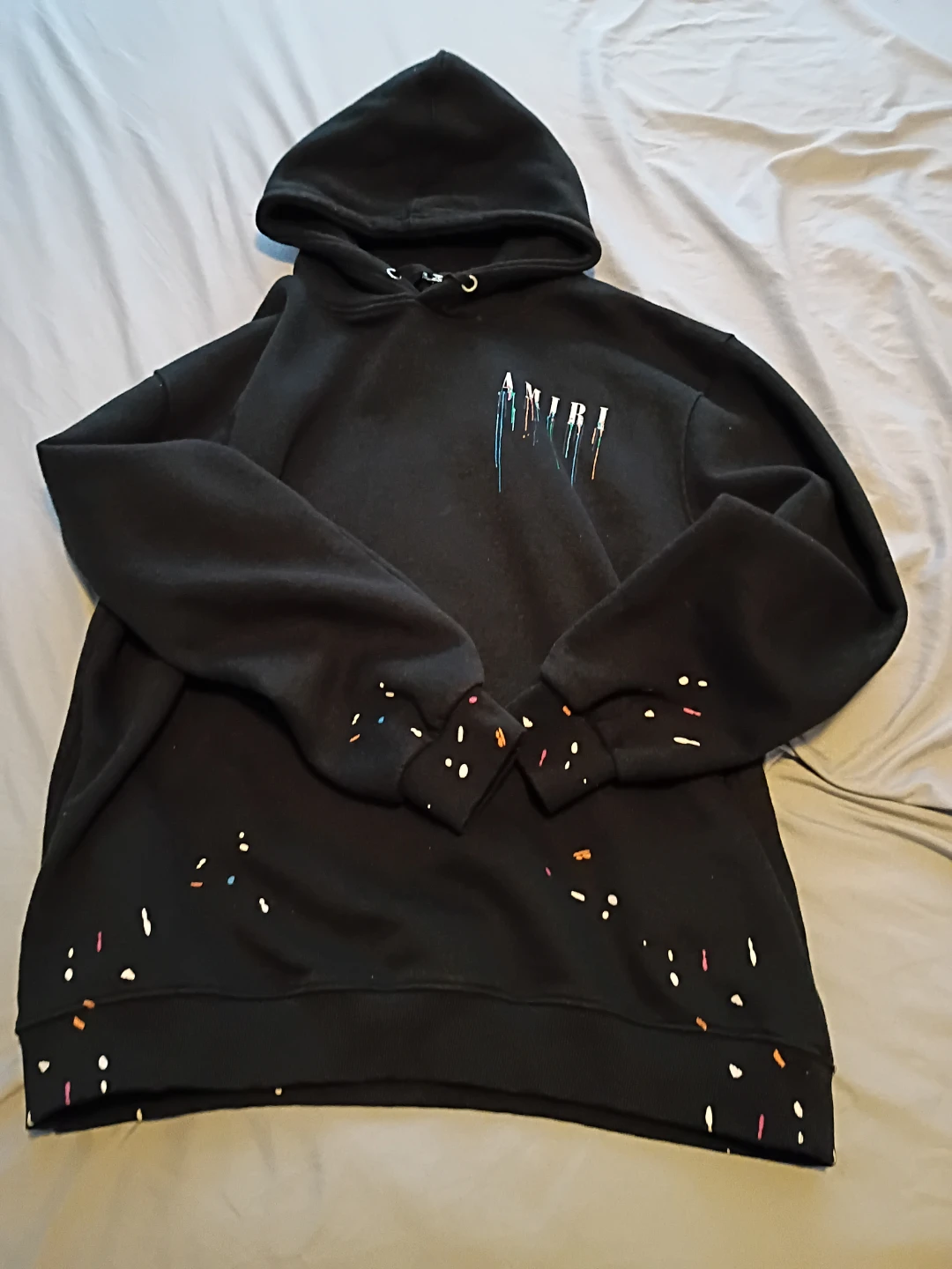 AMIRI Black Hoodie with Paint Splatter