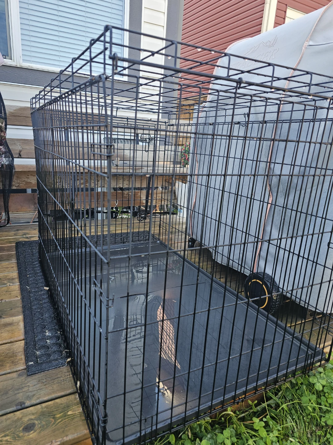 Black Metal Dog Crate with Tray