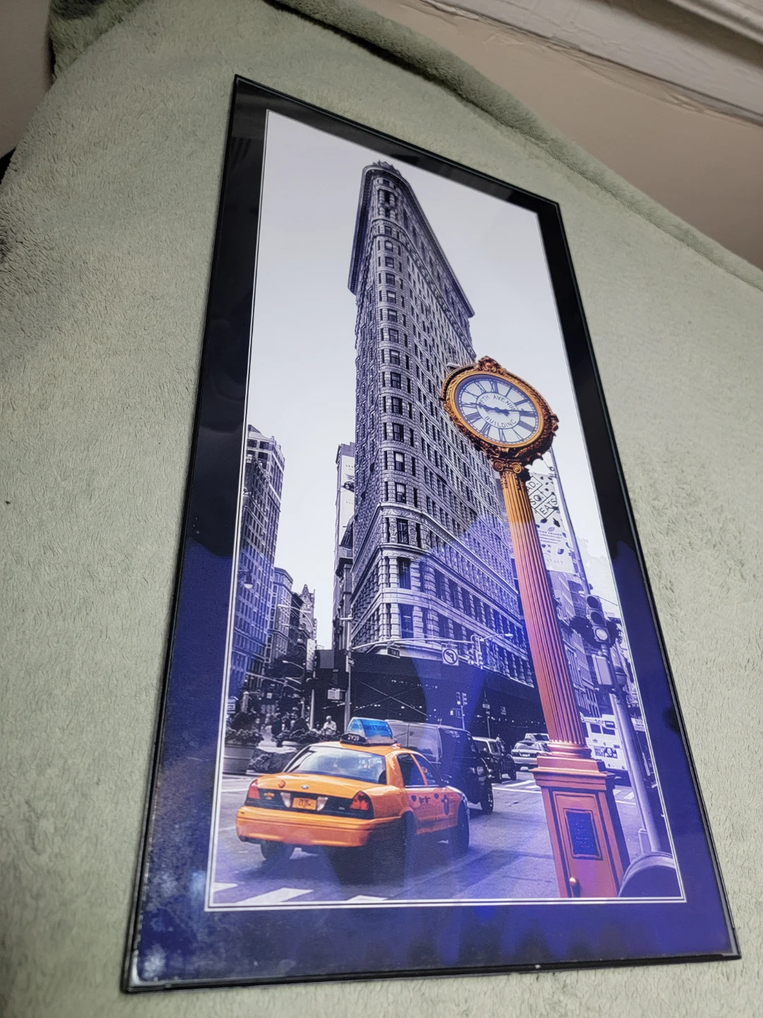 Framed NYC Flatiron Building Clock Wall Art