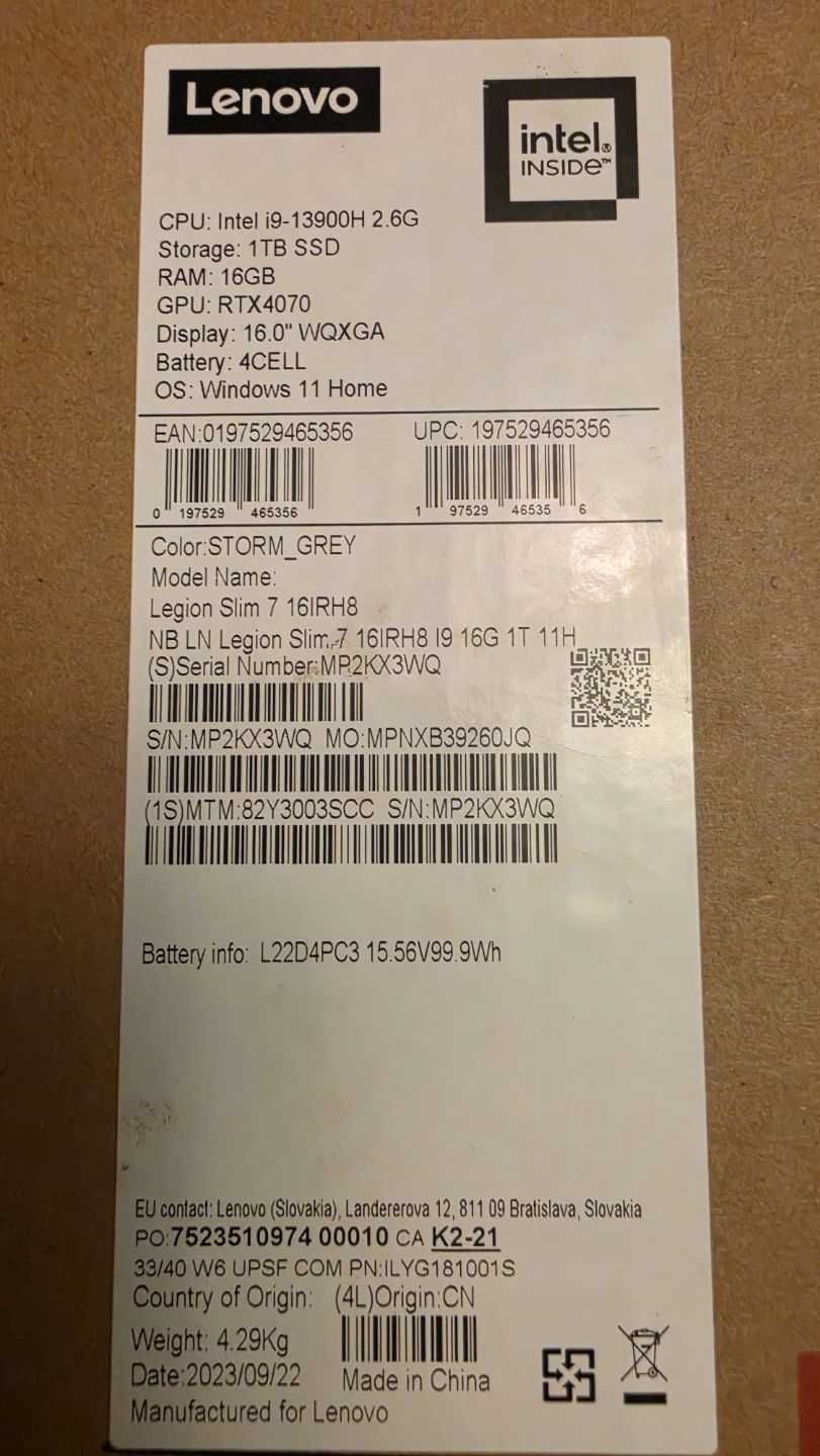 Lenovo Legion Slim 7 16" Gaming Laptop - photo 4
