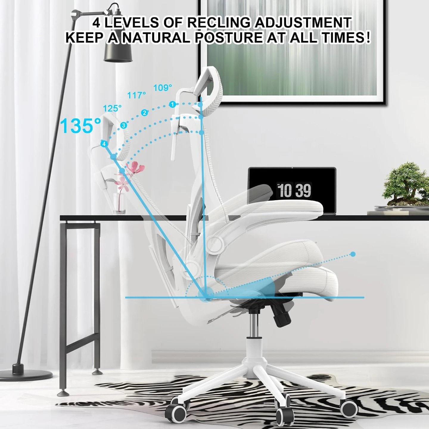 Ergonomic office chair with adjustable headrest & lumbar support - photo 5