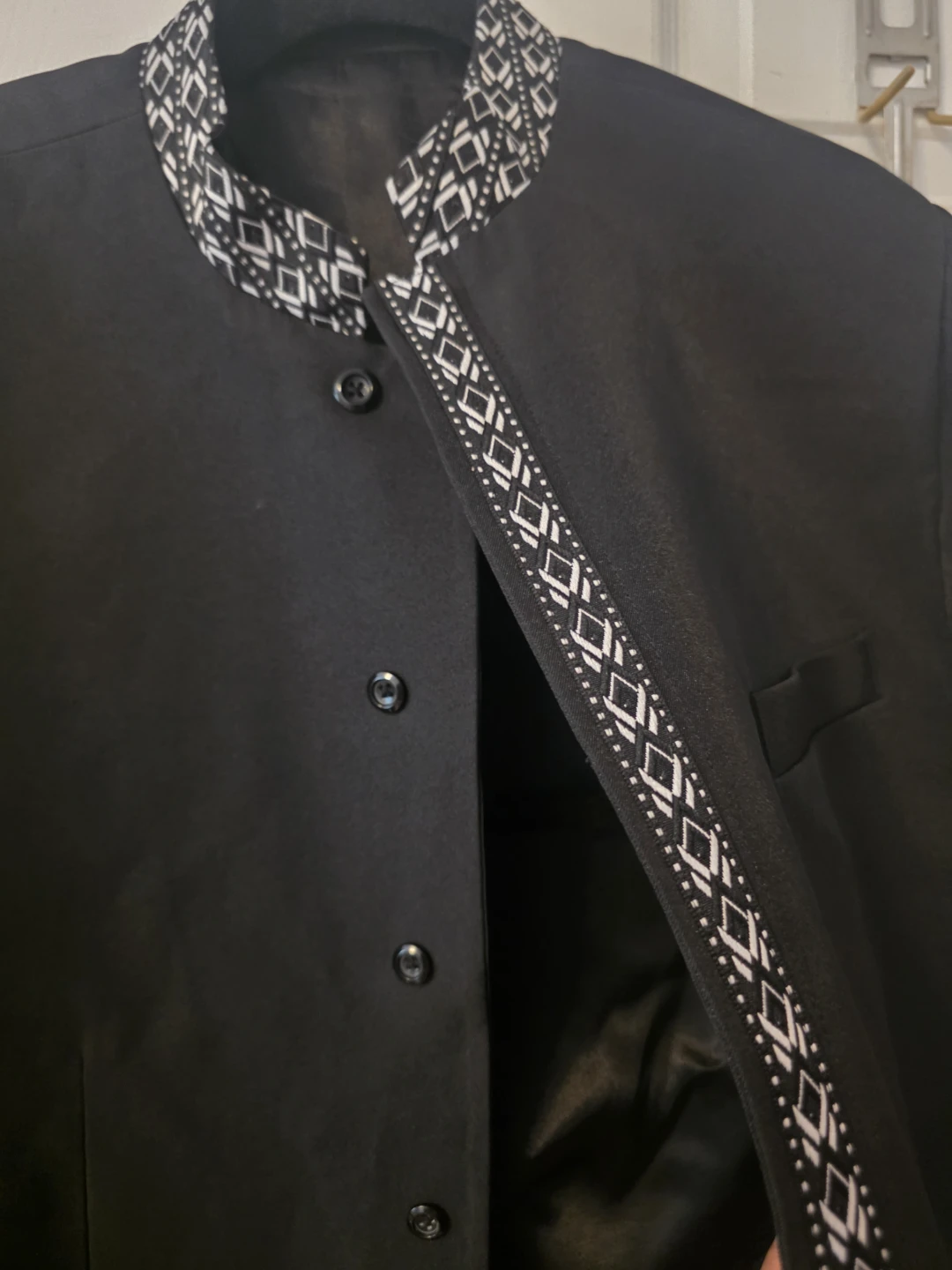 Black Band Collar Jacket with Embellishment - photo 5
