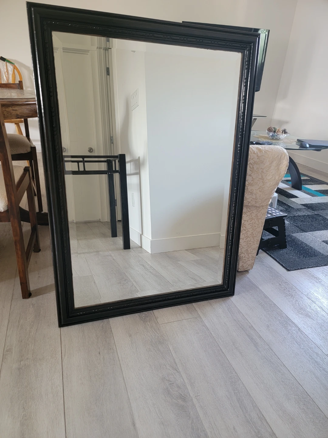 Large Decorative Mirror with Black Frame
