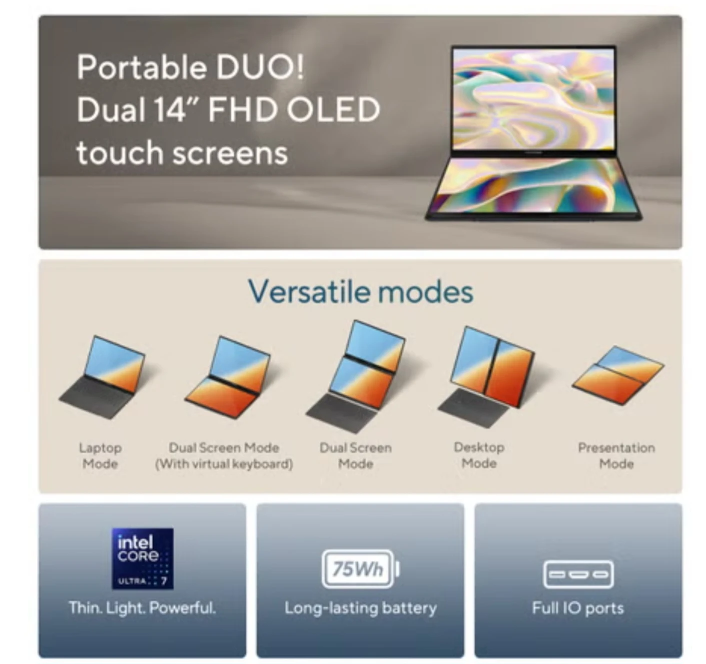ASUS Zenbook Duo UX8406 Dual Screen Laptop