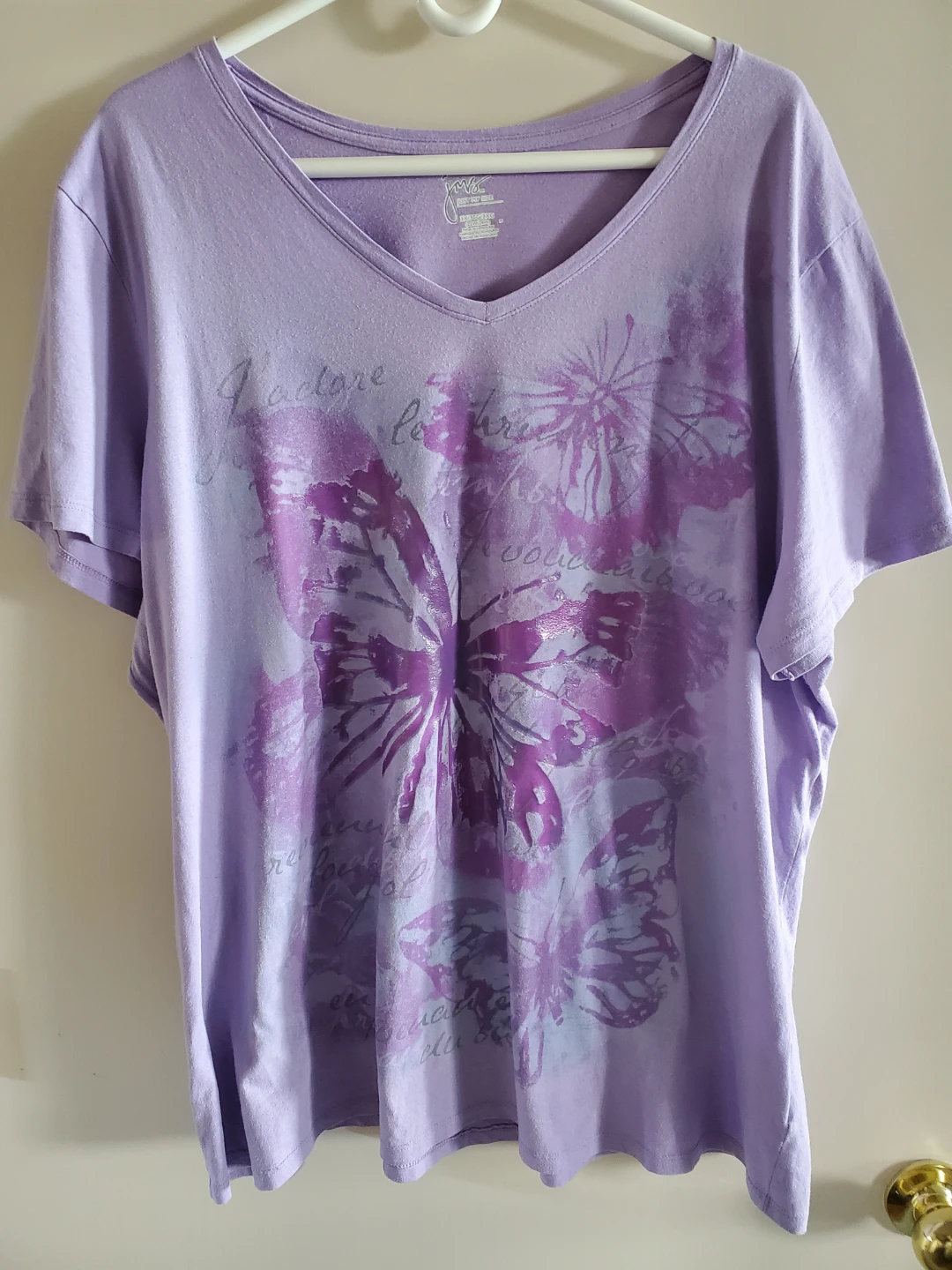 Just My Size 3X Butterfly Graphic V-Neck T-Shirt