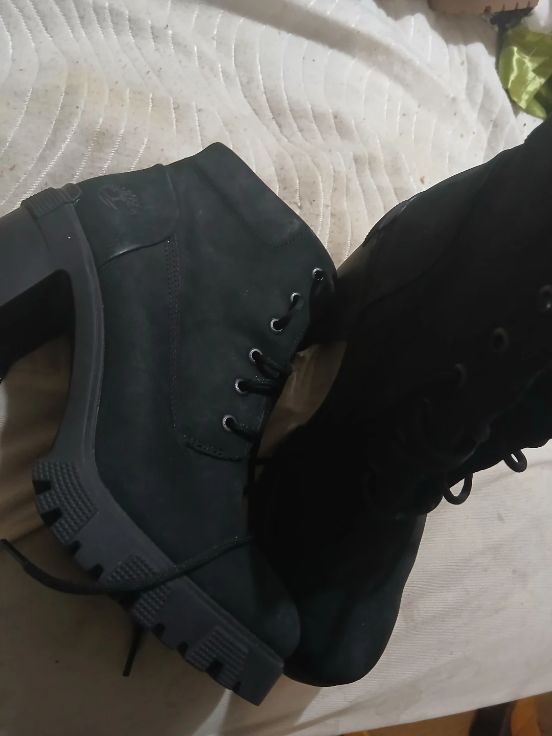 Timberland Women's Black Lace-Up Heeled Boots