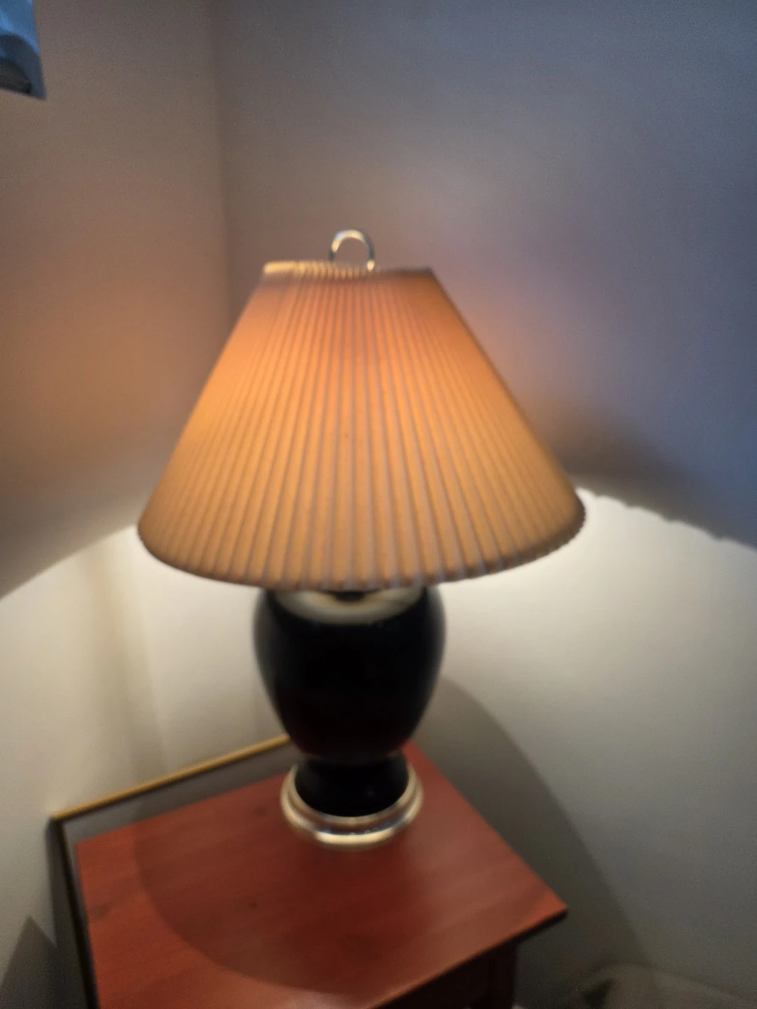 Black Table Lamp with Pleated Shade