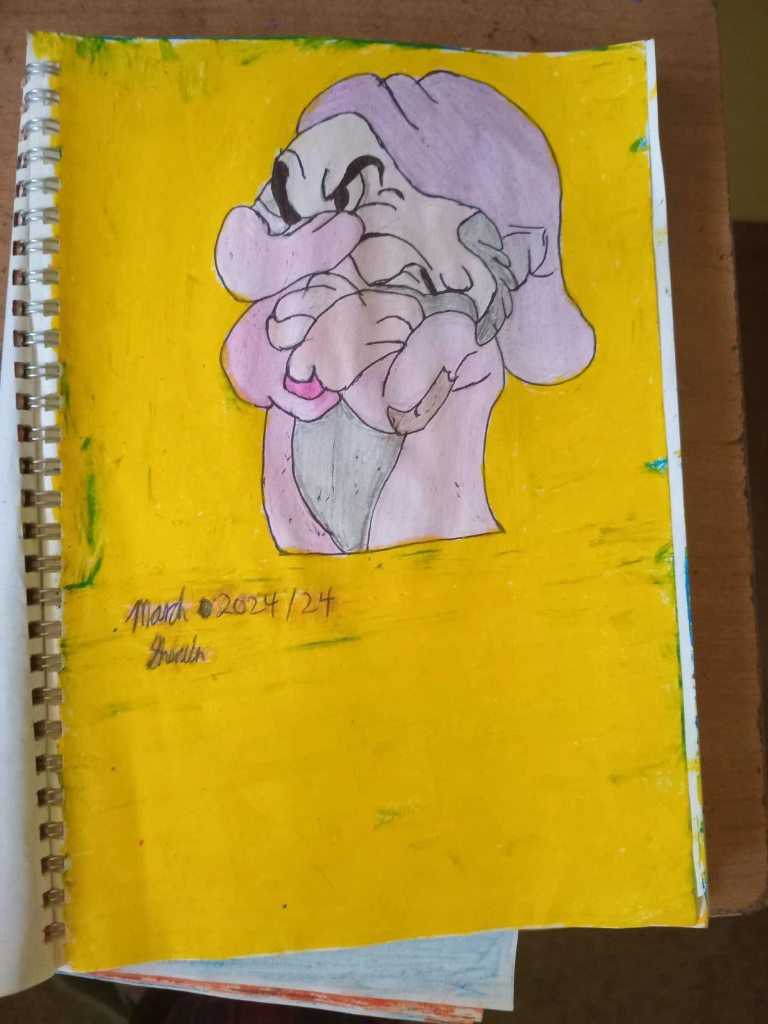YELLOW BACKGROUND GRUMPY  DRAWING ILLUSTRATION - photo 2