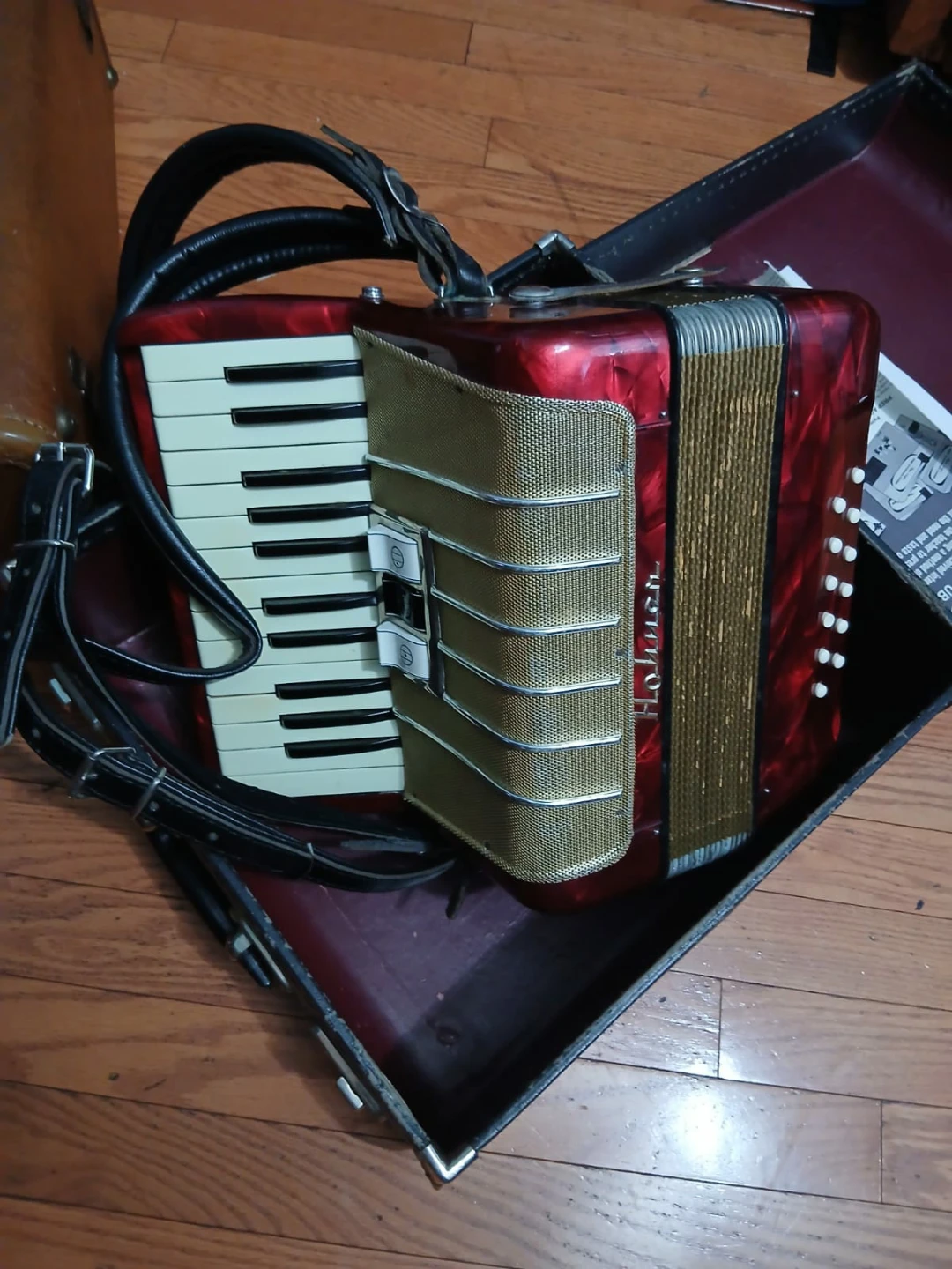 Hohner Accordion with Case and Music Books