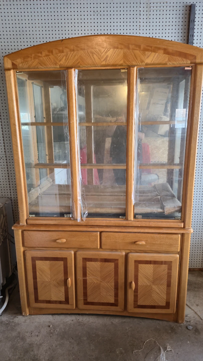 Wooden China Cabinet with Glass Doors