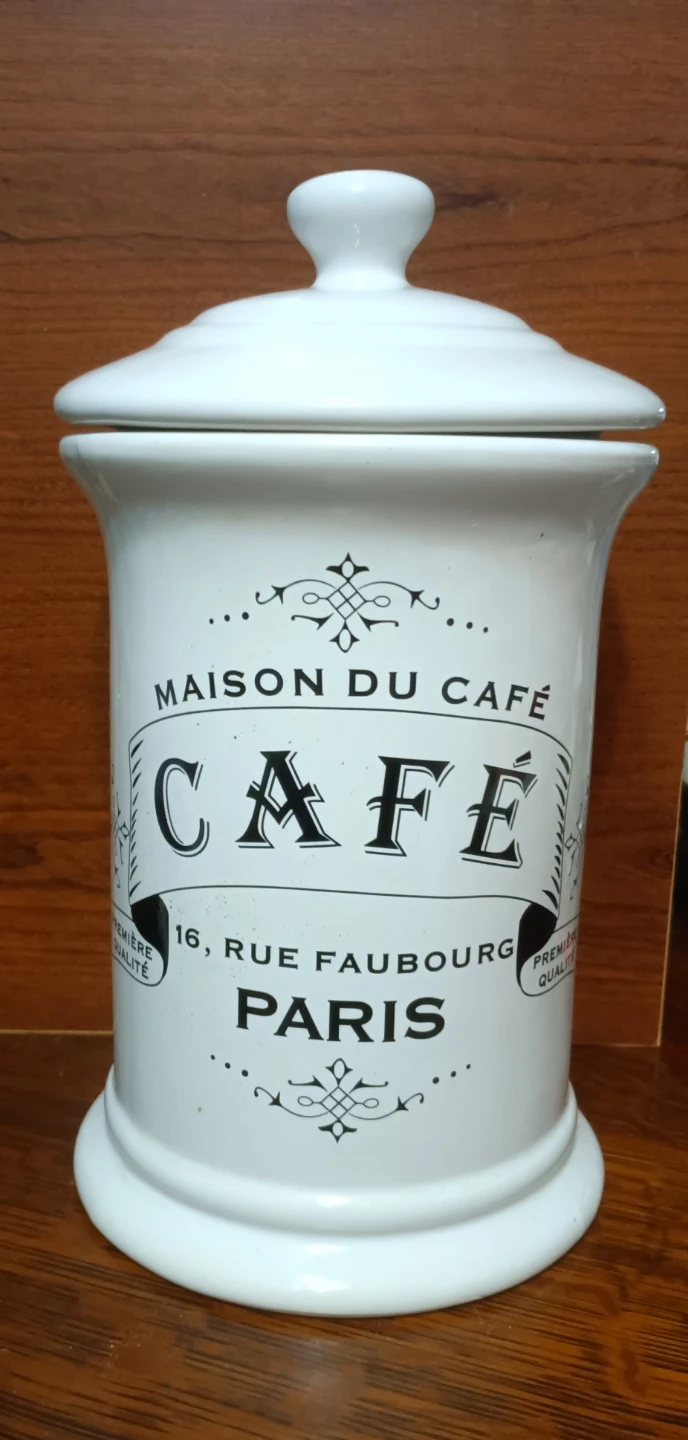 Decorative "Maison Du Cafe" Ceramic Canister