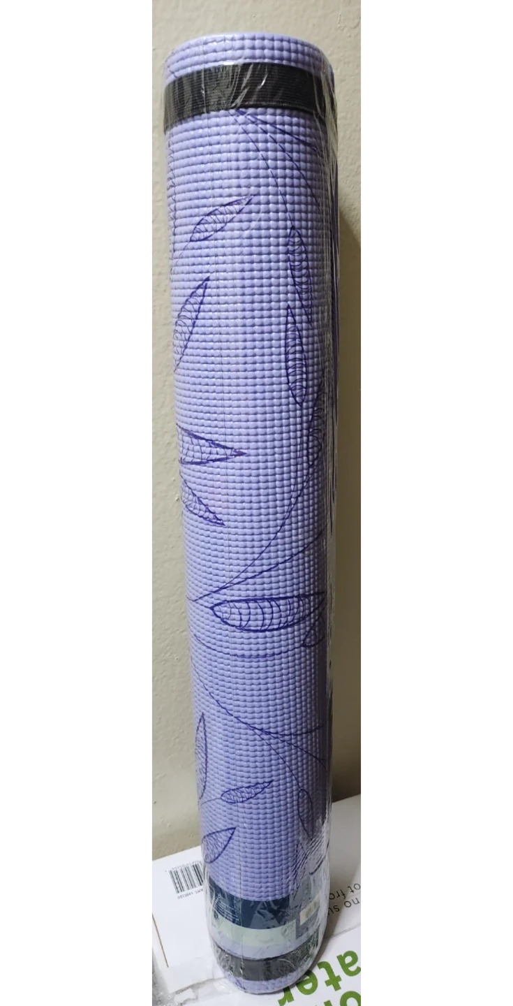 Lavender Yoga Mat with Leaf Design - 24" W x 68" L