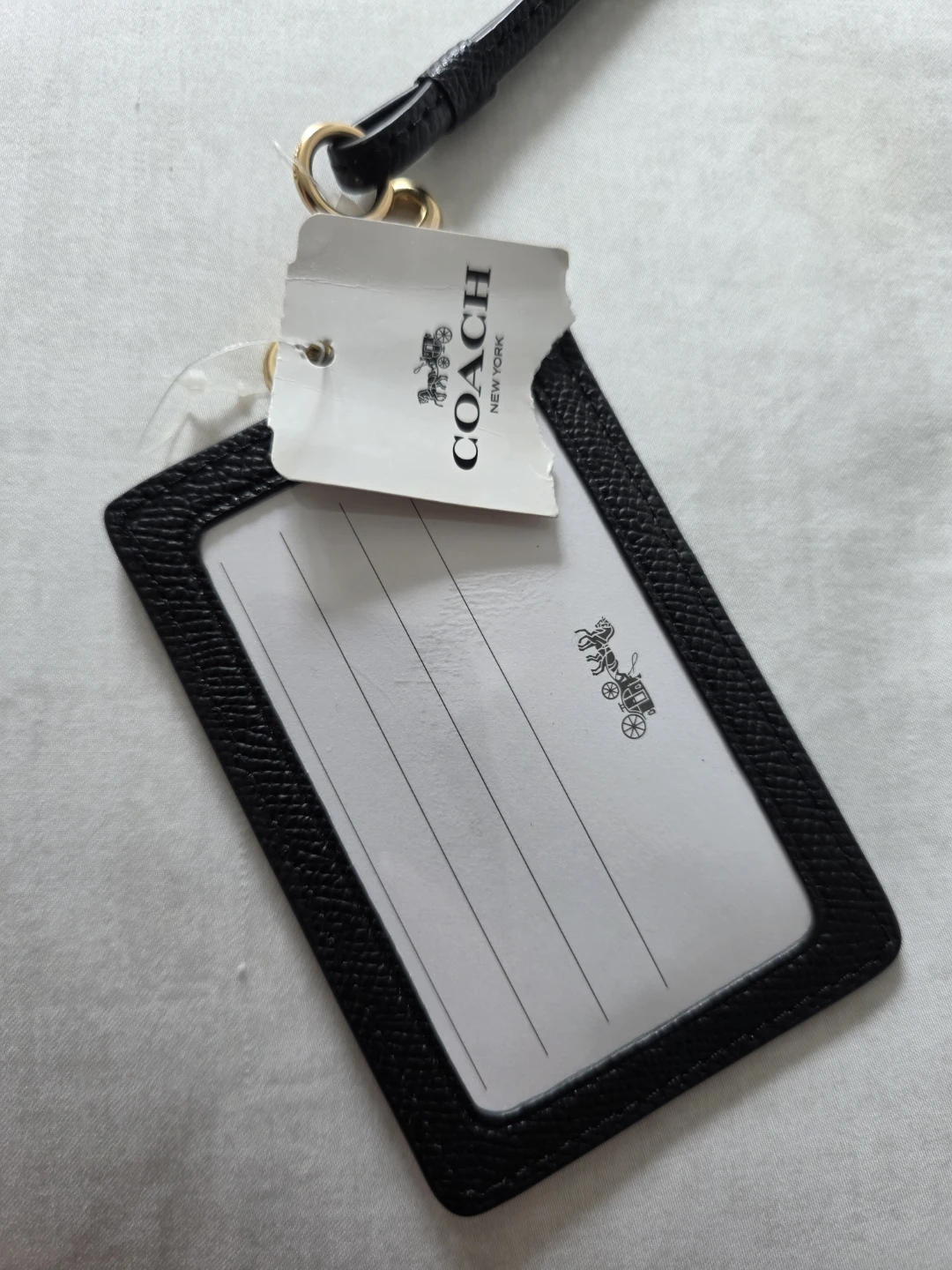 Coach Black Leather ID Card Holder Lanyard - photo 3