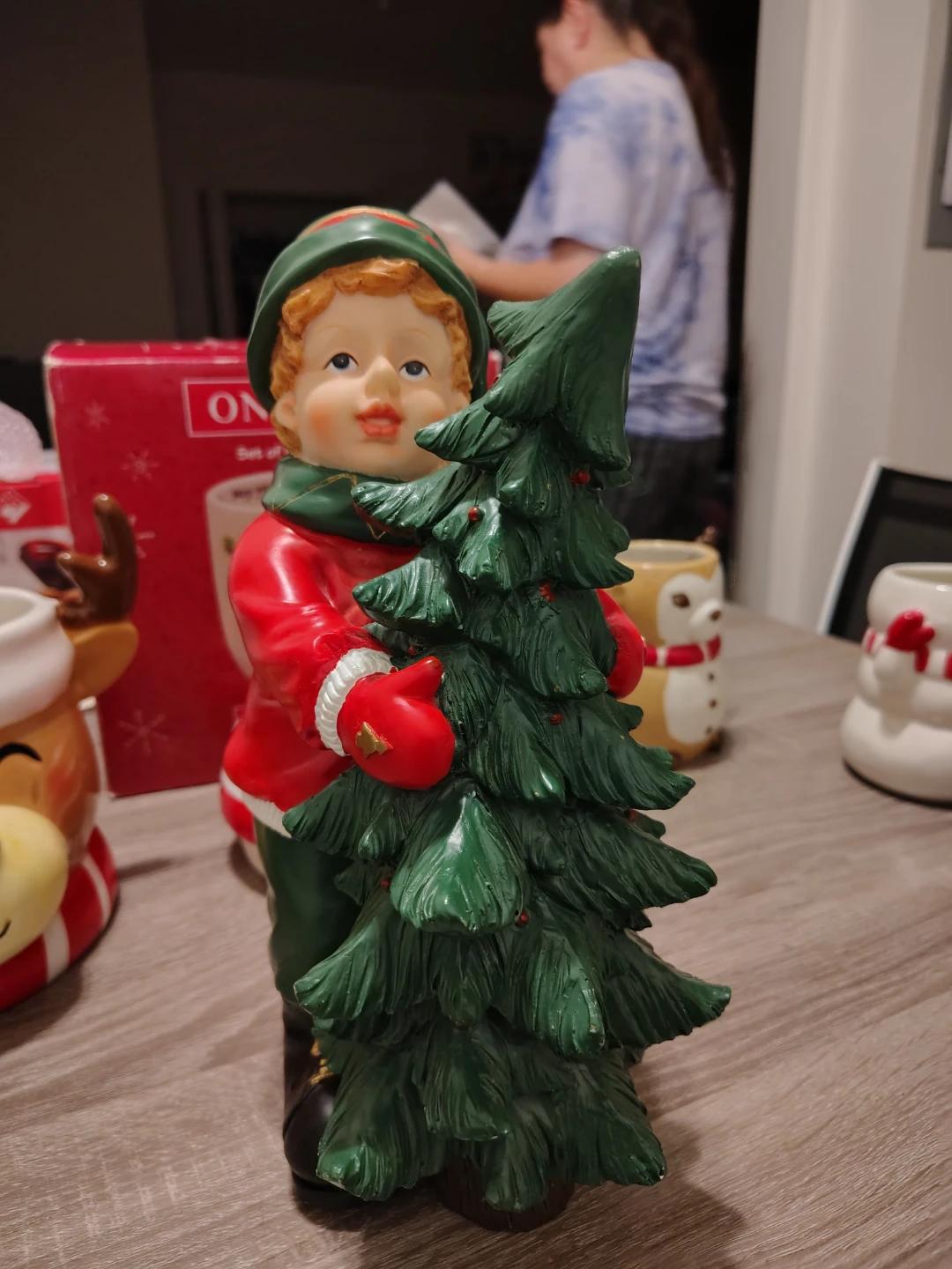 Christmas Reindeer Cookie Jar & Holiday Figurine Set - photo 4