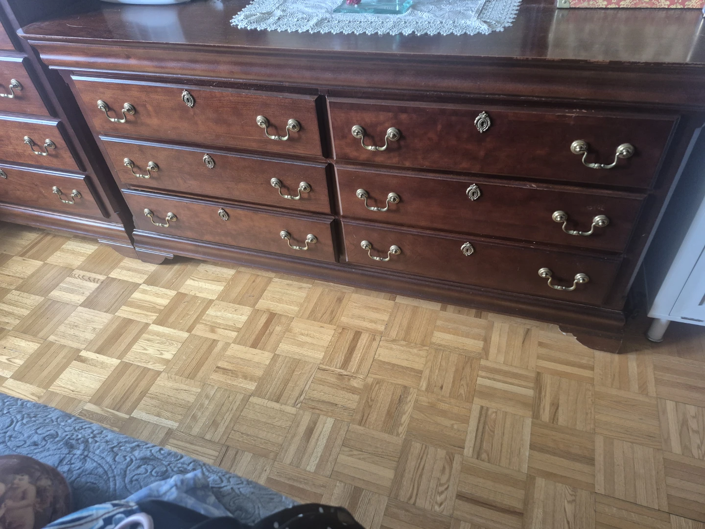 Wooden Dressesr with Mirror and desk and bed