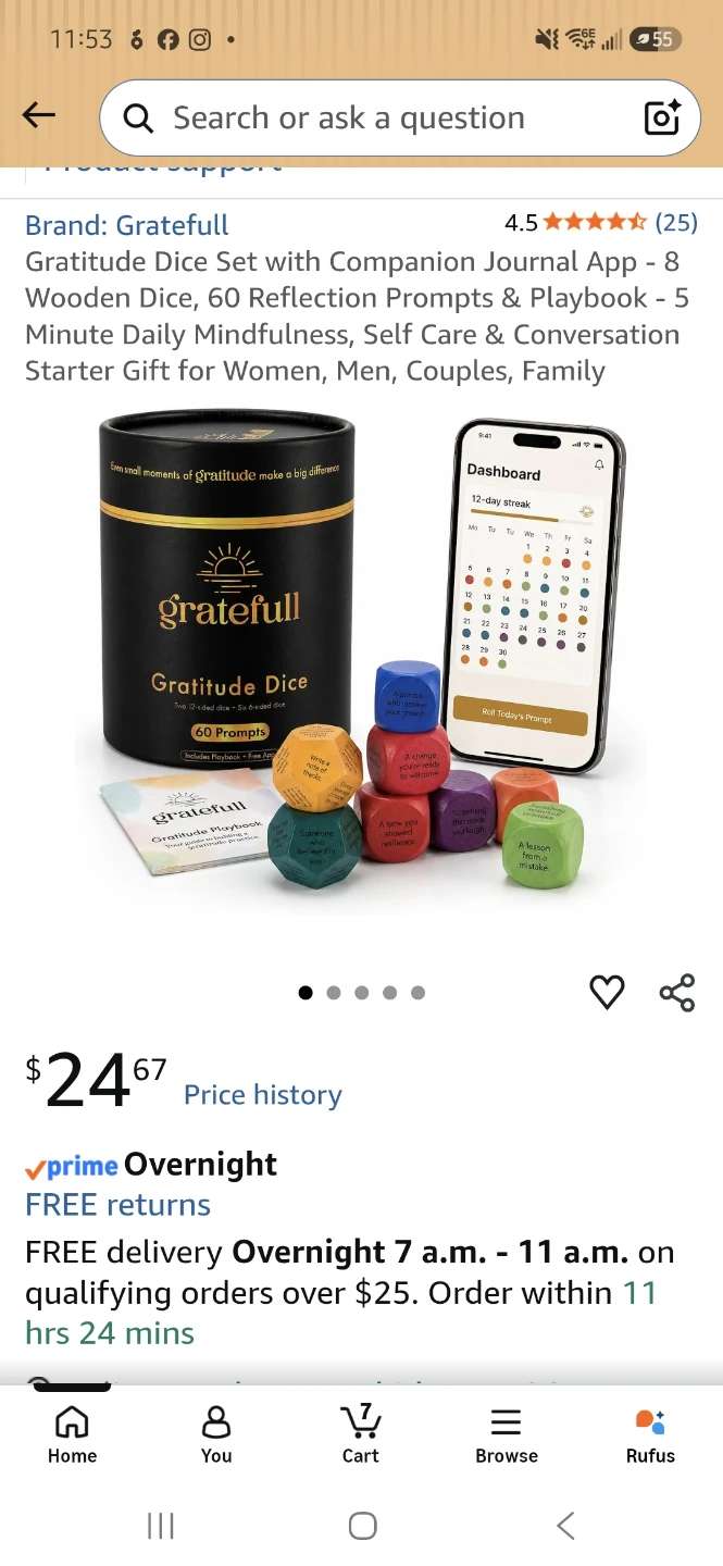 New-Gratitude Dice Set with Prompts and an App