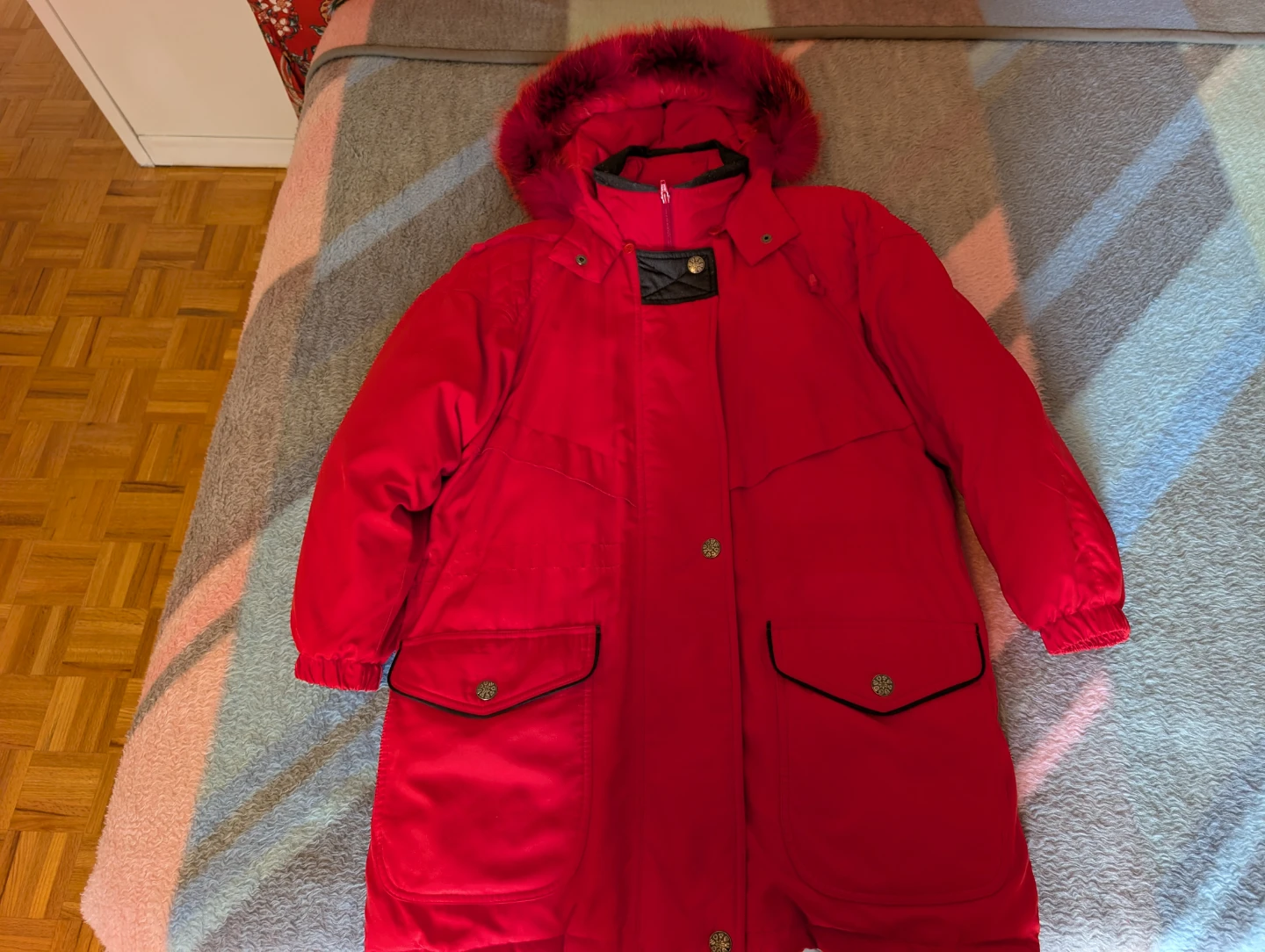 Red Winter Down Coat with Hood - photo 3