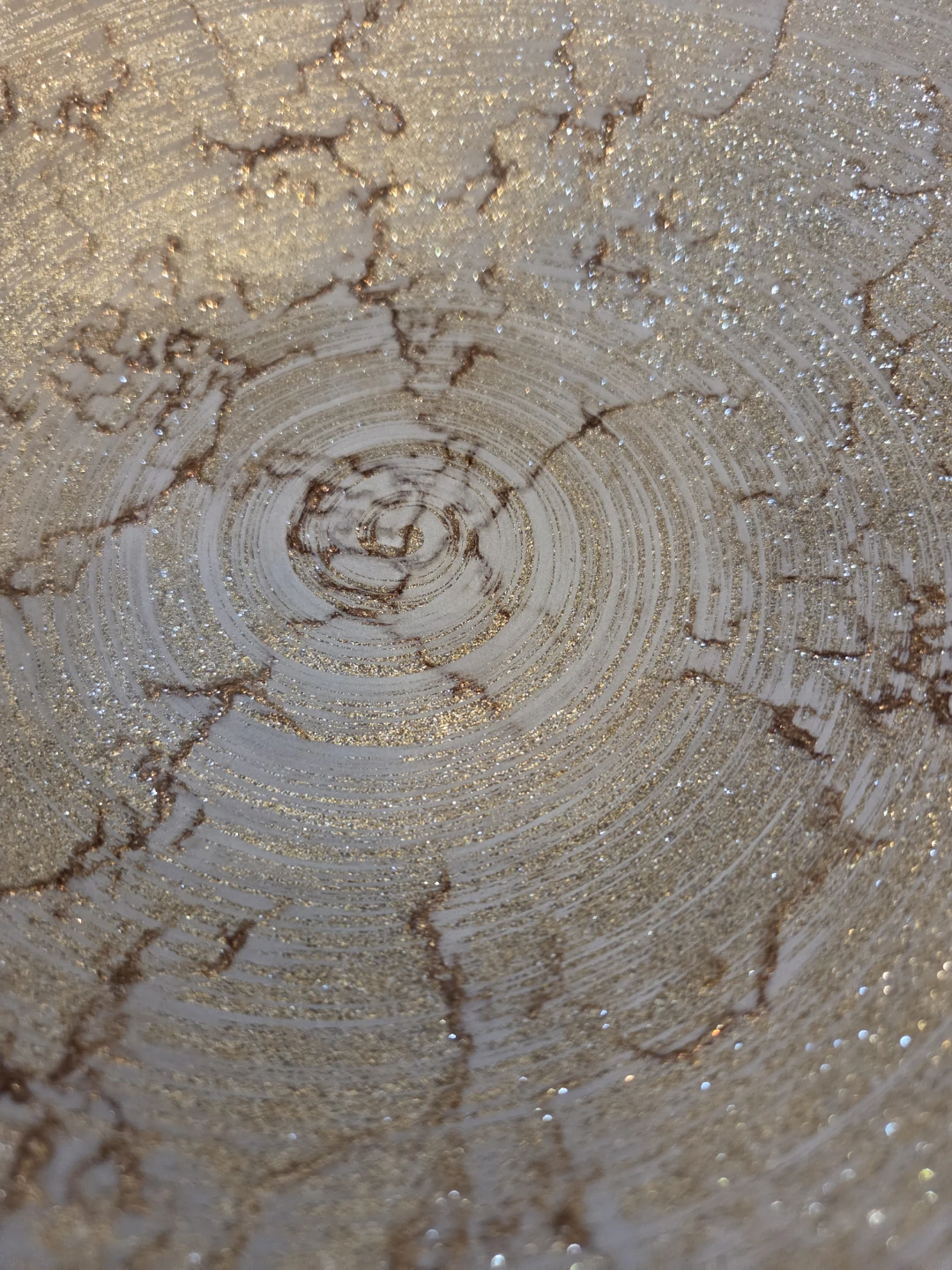Turkish Art Glass 12" Bowl Beige, Sparkling Gold - photo 5