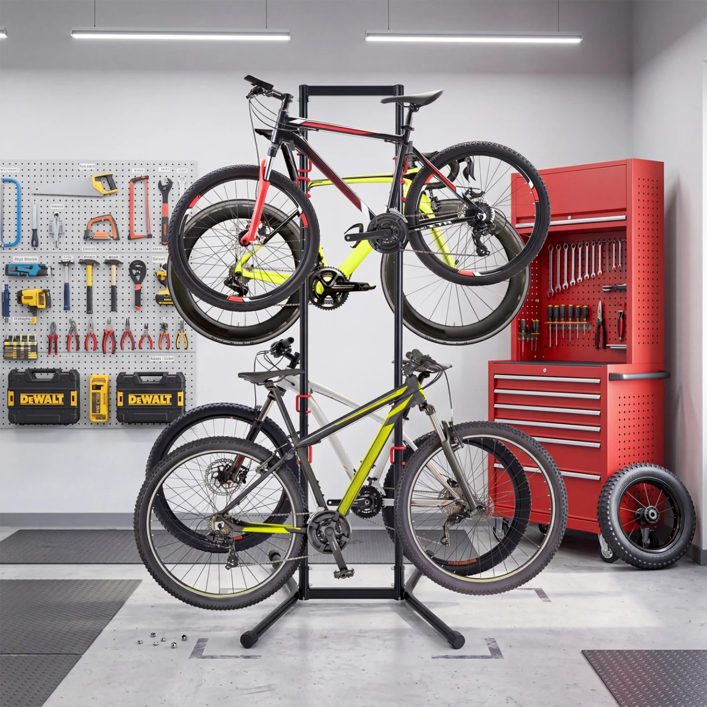 Adjustable Bike Storage Rack with Vertical Stand for 4 Bikes - photo 3