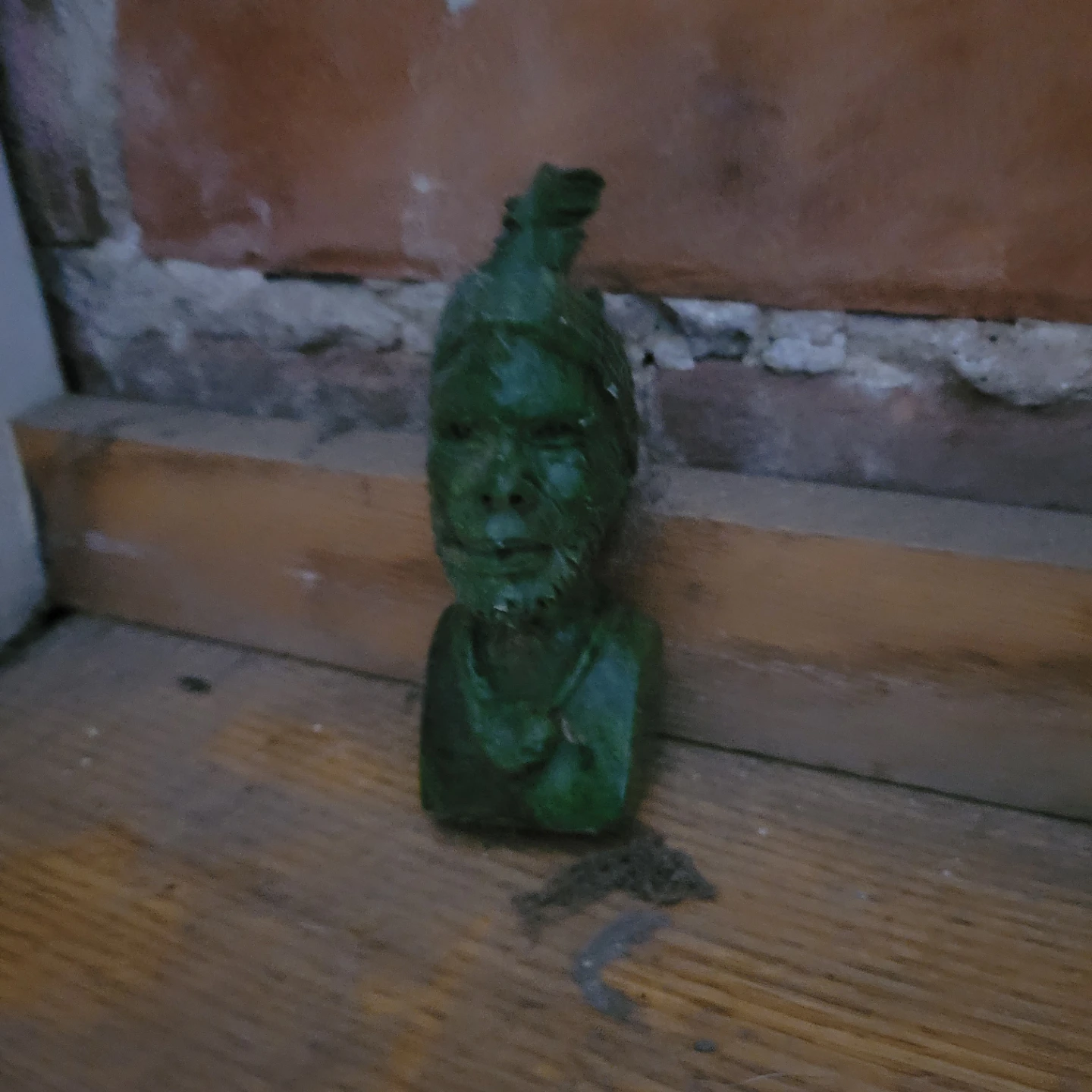 Green Figurine Head Sculpture
