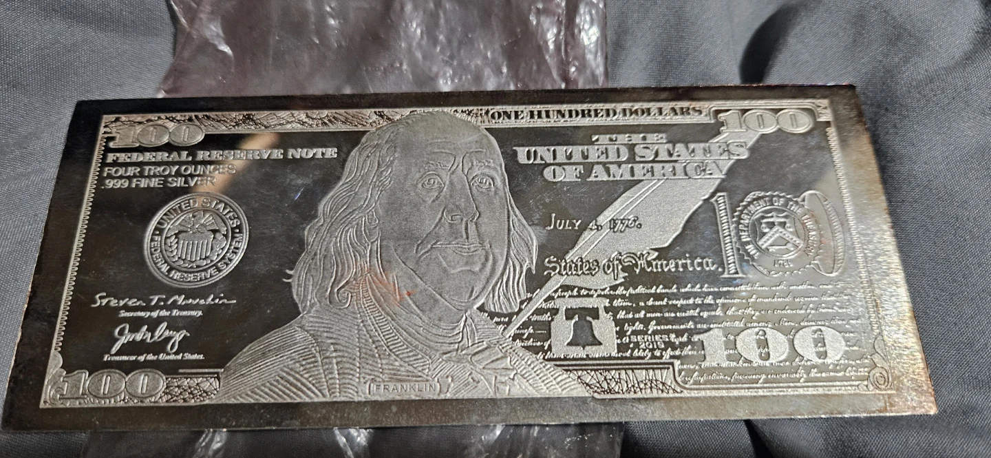 Colorized $100 Proof Note - Four Troy Ounces 999 Fine Silver - photo 3