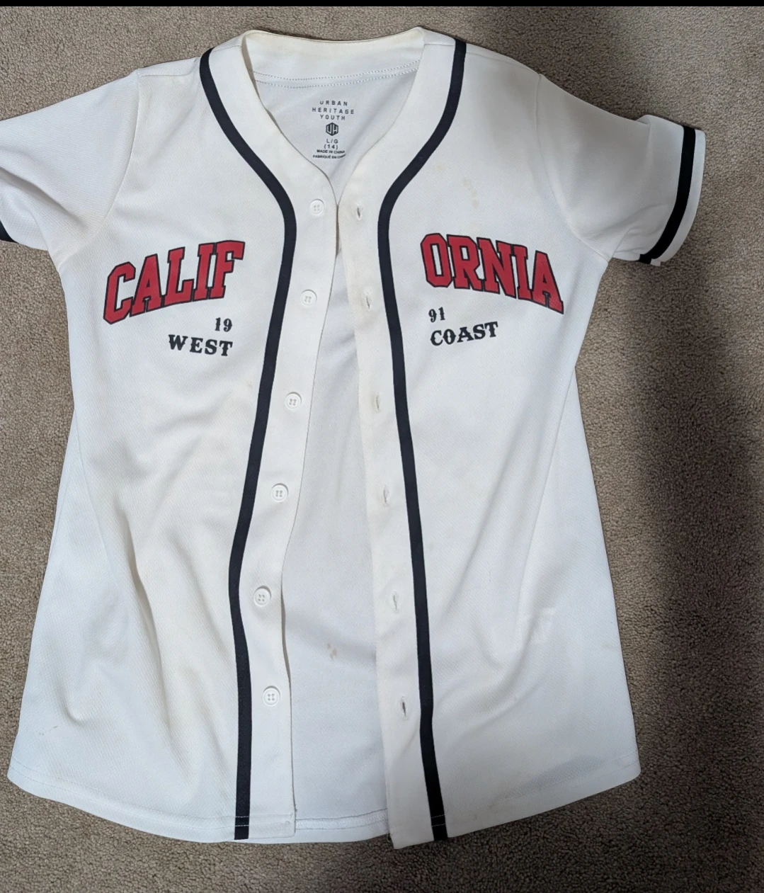 Urban Heritage Youth CALIF 19 West Baseball Jersey