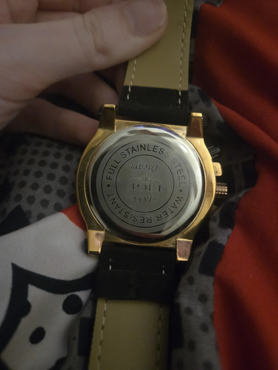 LIGE Chronograph Watch - Gold Tone, Black - photo 3