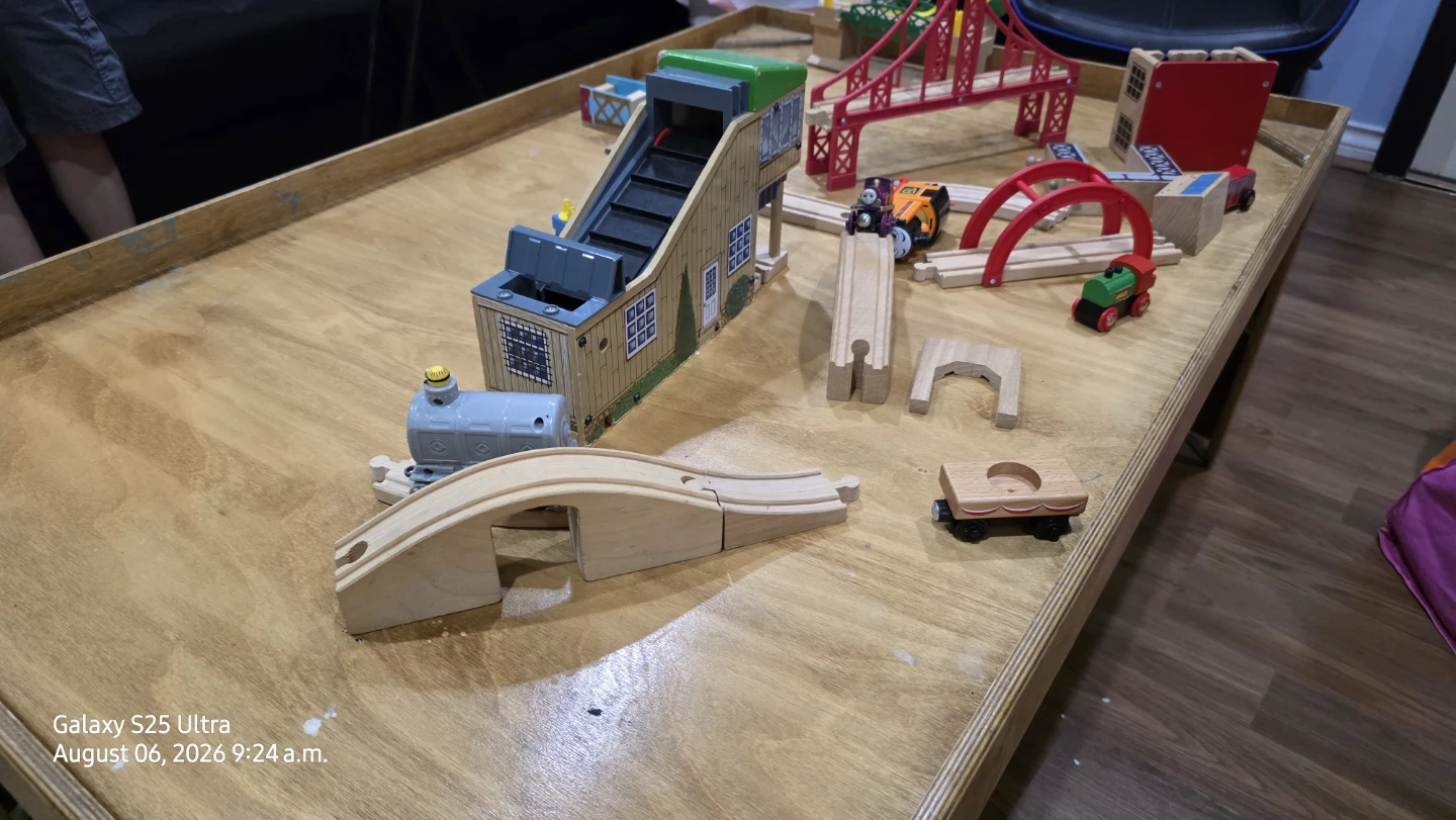Wooden Train Table with Accessories