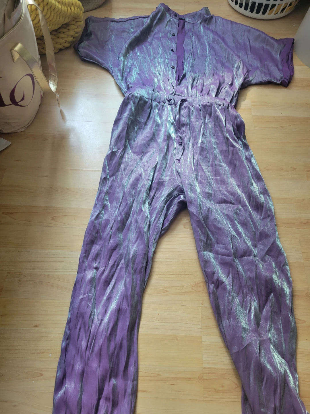 Purple Jumpsuit with Metallic Shimmer - photo 3