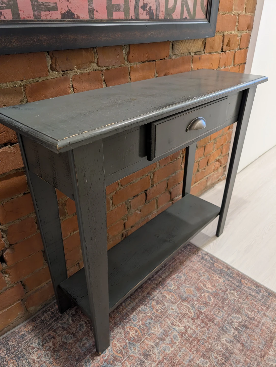 Solid wood Rustic Console Table with Drawer - photo 3