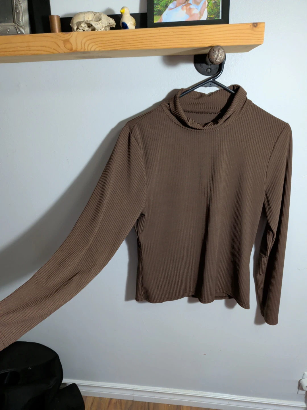 Brown Ribbed Turtleneck Top - photo 2
