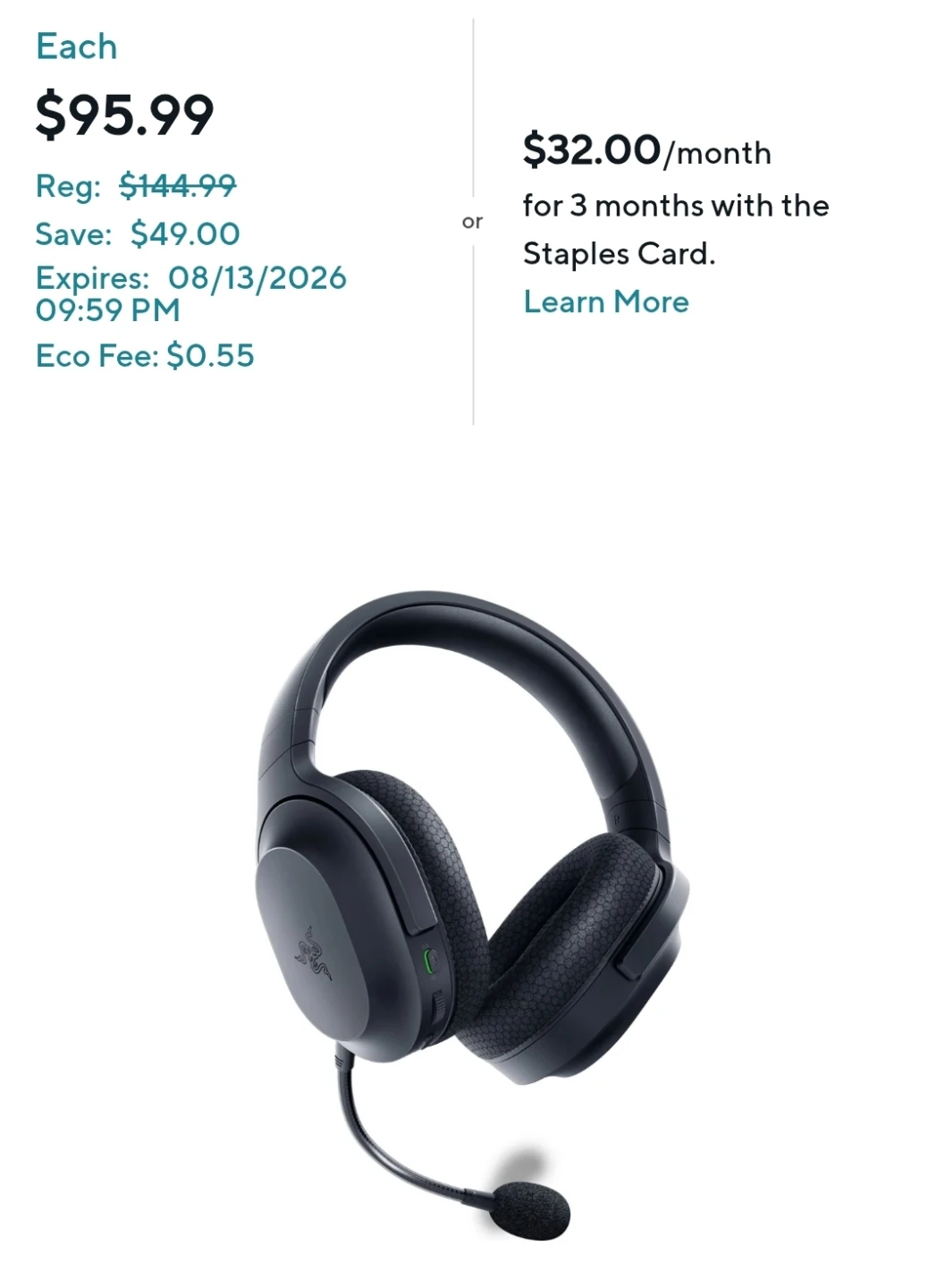 The Razer Barracuda x Wireless Gaming Headset Black