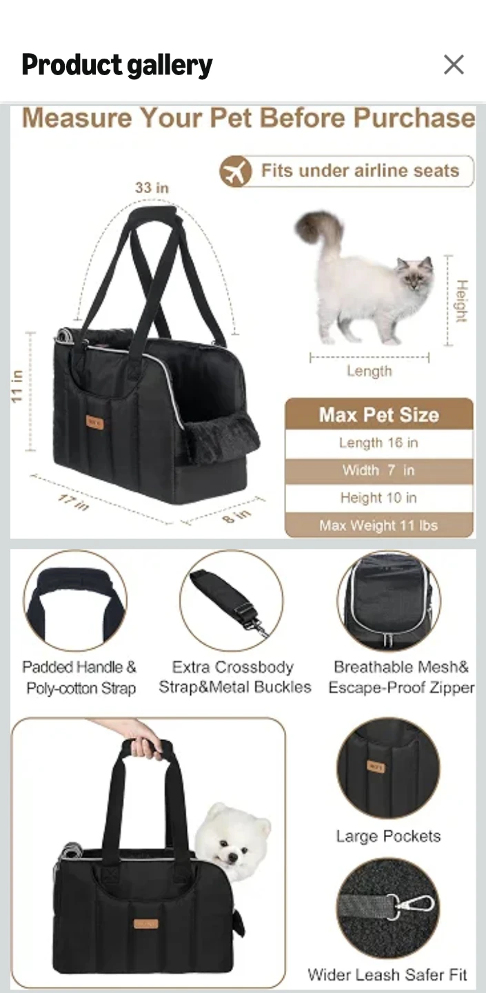 Black Pet Carrier Bag with Shoulder Strap - photo 2