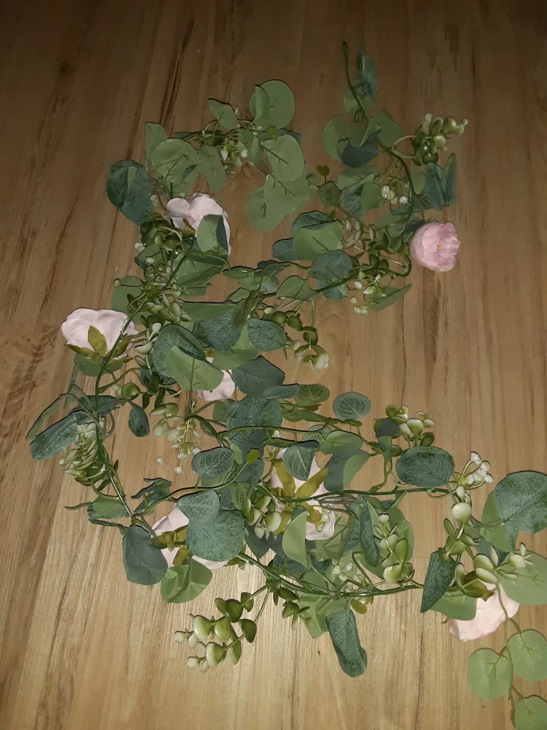 Artificial Floral Garland with Pink Roses and Eucalyptus