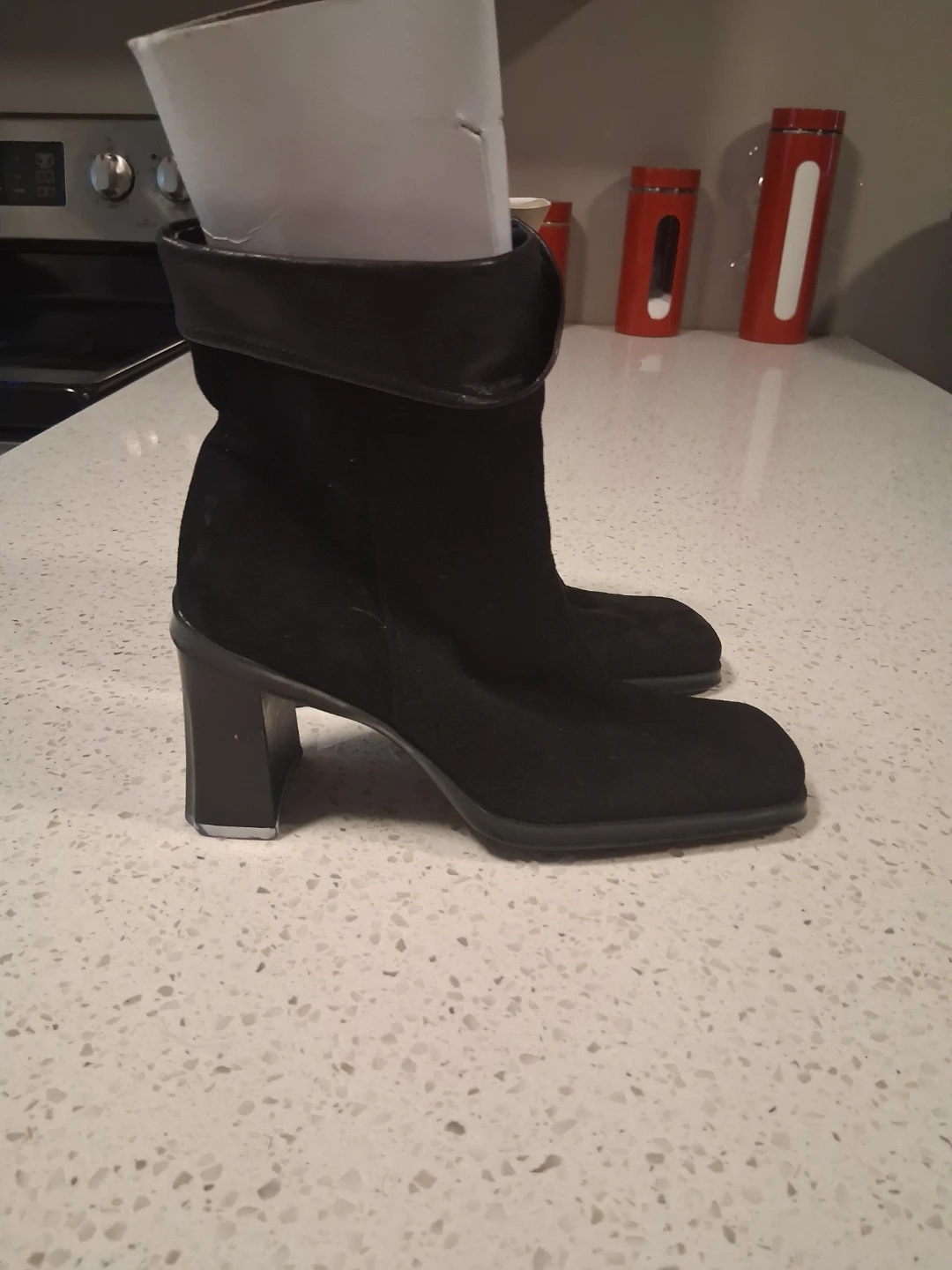 Black suede boots