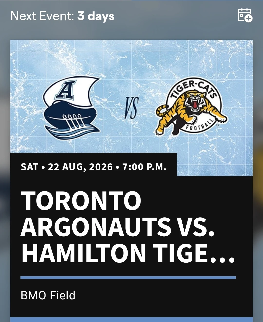 Toronto Argonauts vs. Hamilton Tiger-Cats Game Ticket
