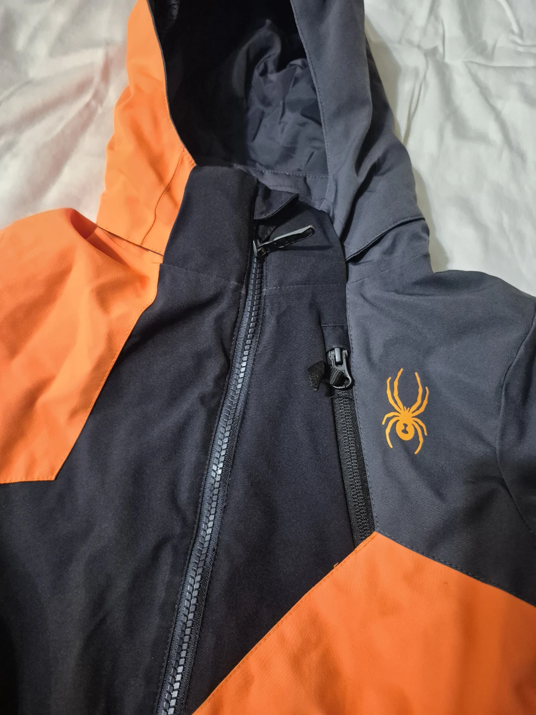 Spyder Orange and Black Hooded Ski Jacket Size 10 - photo 3