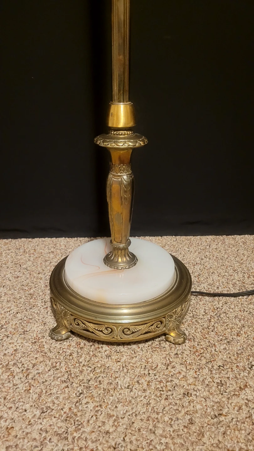 Antique Brass & Marble Torchiere Lamp - photo 5