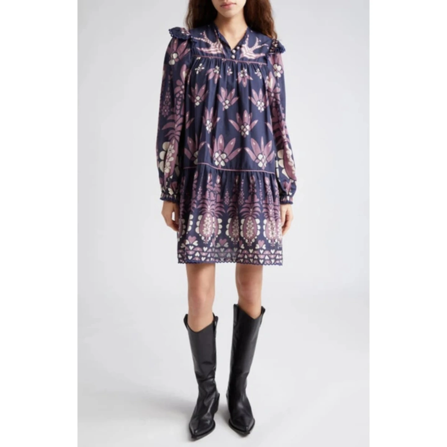 FARM Rio Navy Floral Print Mini Dress