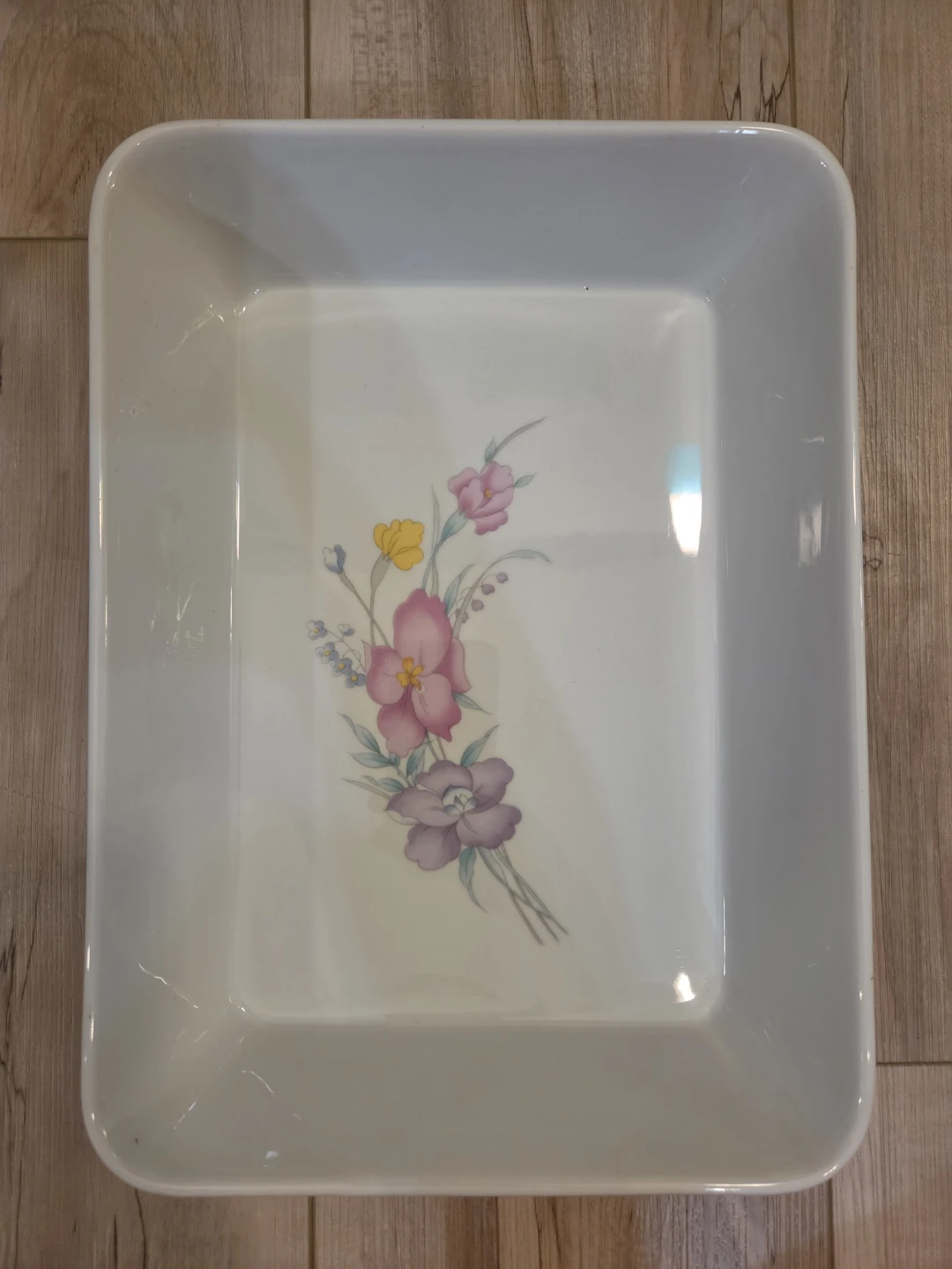 Vtg 80s 90s Baking Pan Pastel Floral Stoneware 9 x 12