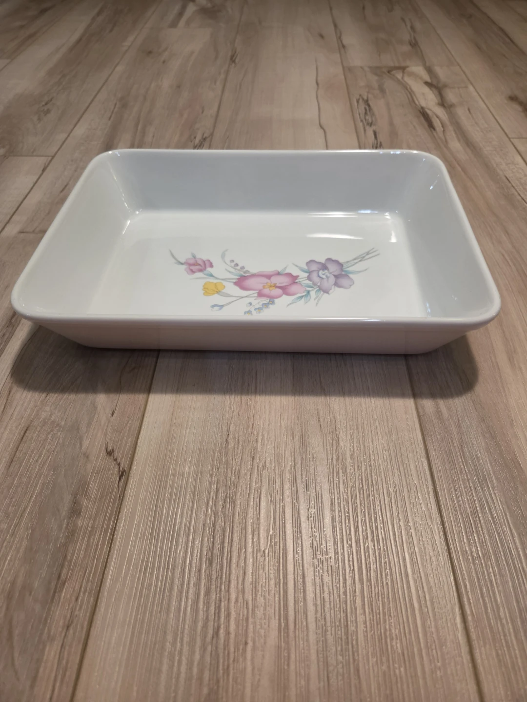 Vtg 80s 90s Baking Pan Pastel Floral Stoneware 9 x 12 - photo 3