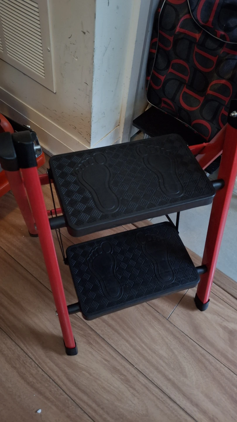 Red 2-Step Folding Step Stool Ladder