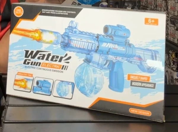 Electric Water Gun Transparent Blue Blaster with Sight Toy
