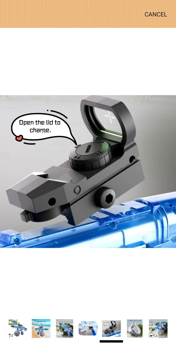 Electric Water Gun Transparent Blue Blaster with Sight Toy - photo 5