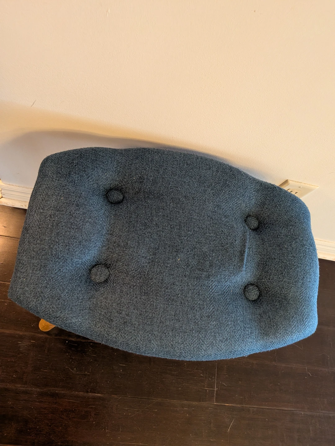 Blue Fabric Footstool Ottoman - photo 4