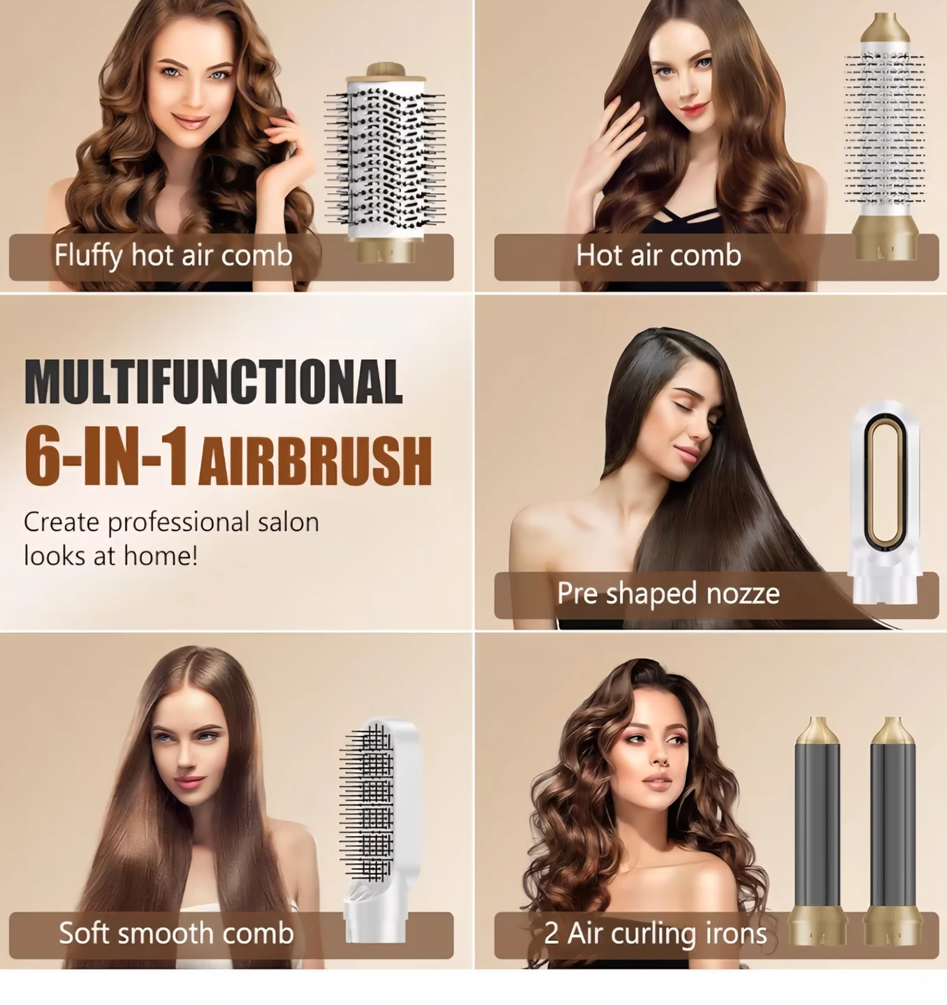 6 in 1 Airstyler, Multi Hair Styler Dryer Brush, - photo 2