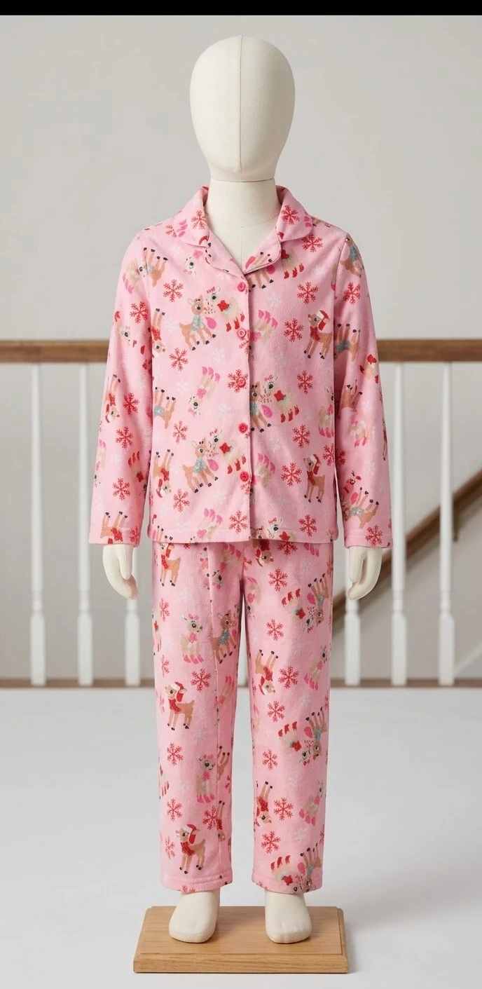 Girls' Pink Rudolph the Red-Nosed reindeer Christmas Pajamas