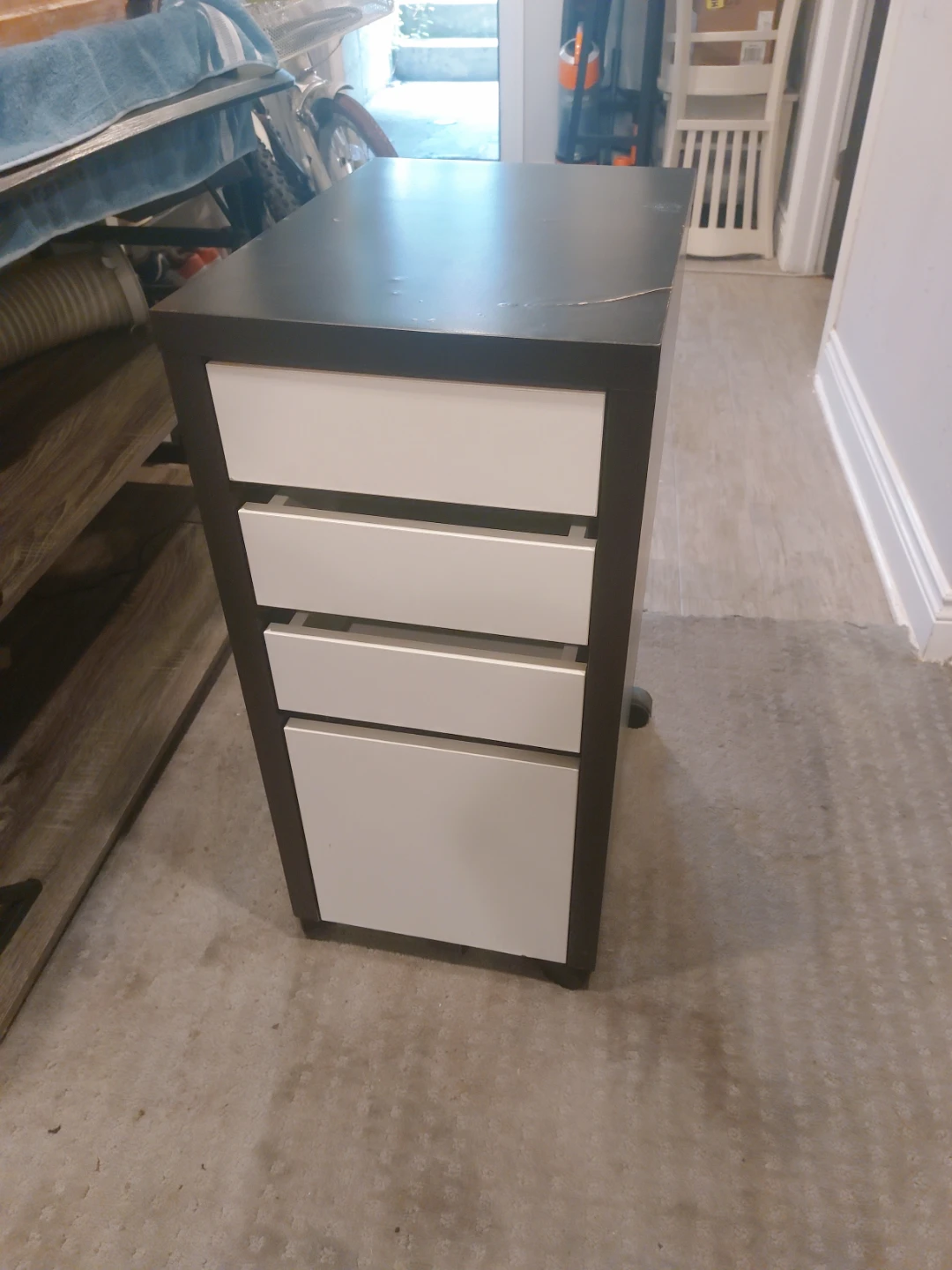 Black Rolling File Cabinet with 4 Drawers