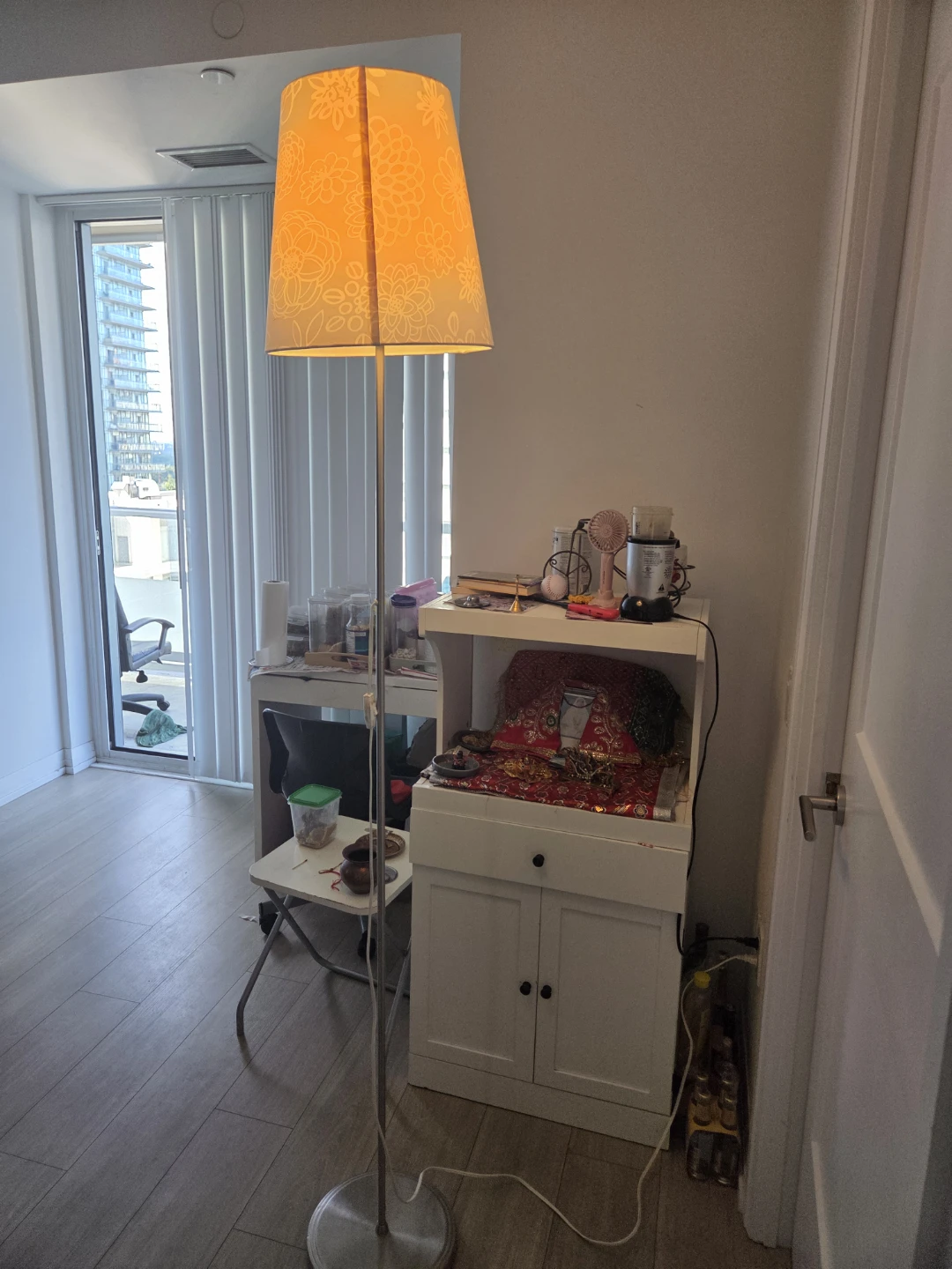 Floor Lamp with Floral Shade